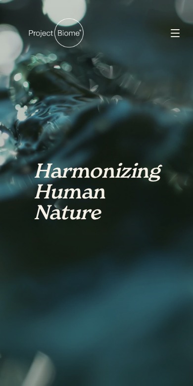 Mobile homepage of Project Biome